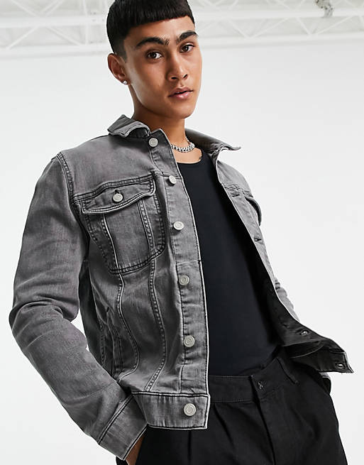 Grey denim jacket for men