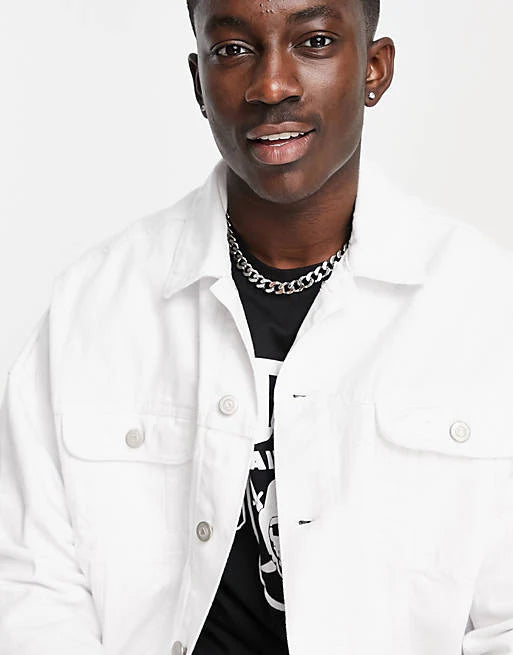 White denim jacket for men