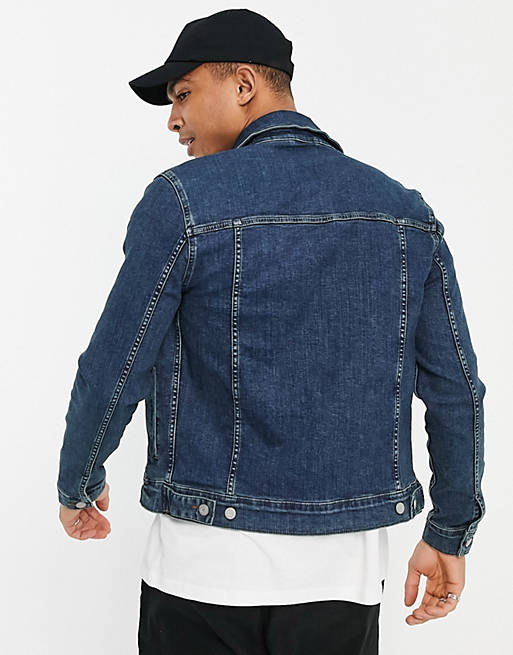 Dark blue denim jacket for men