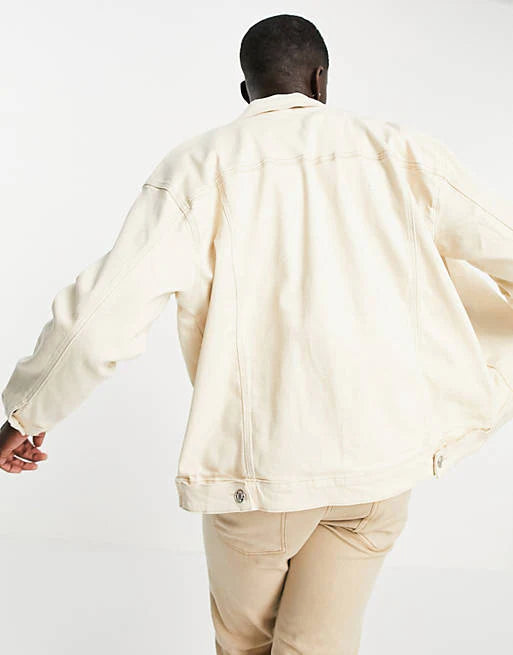 Cream denim jacket for men