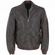 Men’s coffee brown vintage leather bomber jacket front view